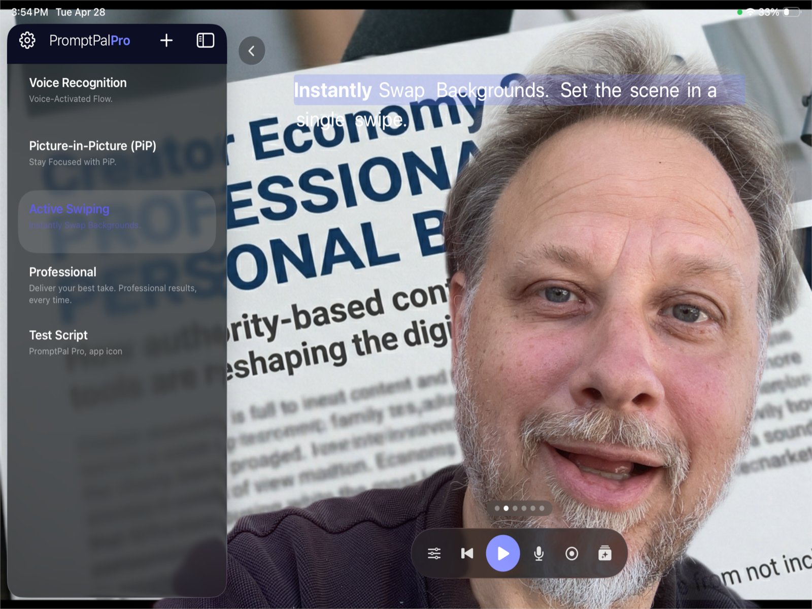 Swapping background images in PromptPal Pro
